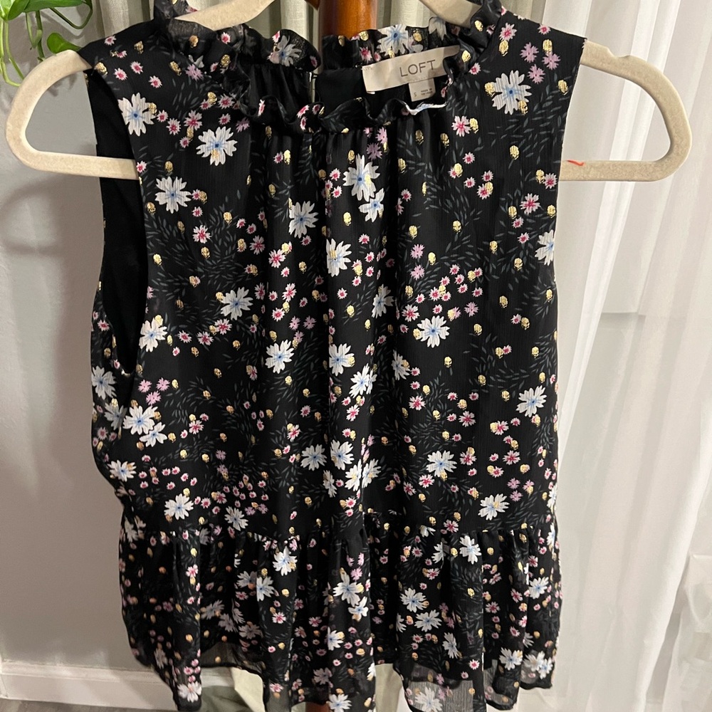High Neck Peplum Blouse